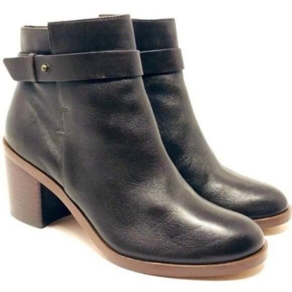 Halogen womans Dark Brown leather ankle boots US 5.5M BoxK Heeled - Picture 1 of 8